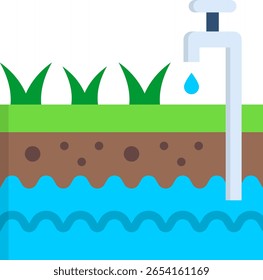 Ilustración vectorial plana del icono del agua subterránea