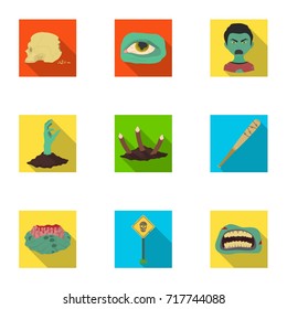 Ground, Zombie, corpse and other web icon in flat style. Fool, hand, flesh, icons in set collection.