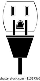 grounded electrical power outlet with cord or plug - vector