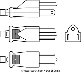 grounded power plug line art