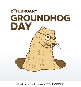 groundhod day illustration, perfect for office, company, school, social media, advertising, printing and more