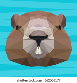 groundhog abstract icon isolated polygonal card