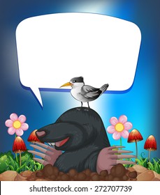 Groundhog and bird with speech bubble