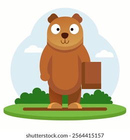 groundhog cartoon character full length in nature