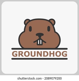 groundhog cartoon face icon. Animal in vector illustration