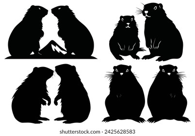 Groundhog Couple silhouette design, groundhog Couple black vector design ,