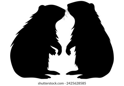 Groundhog Couple silhouette design, groundhog Couple black vector design ,