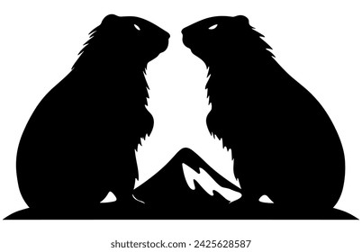 Groundhog Couple silhouette design, groundhog Couple black vector design ,