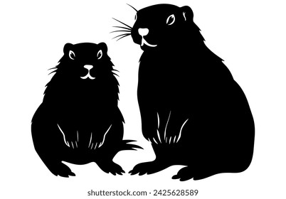 Groundhog Couple silhouette design, groundhog Couple black vector design ,