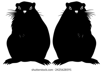 Groundhog Couple silhouette design, groundhog Couple black vector design ,