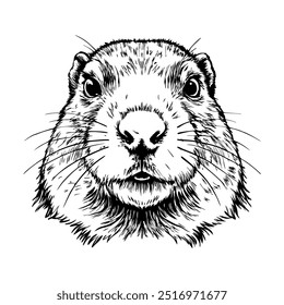 Groundhog, cute animal on white background. Groundhog Day