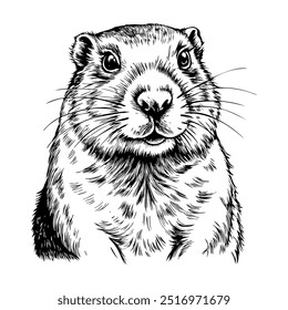 Groundhog, cute animal on white background. Groundhog Day