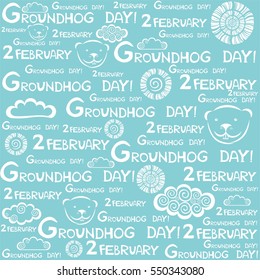 Groundhog Day. 2 february. Seamless pattern. Vector illustration