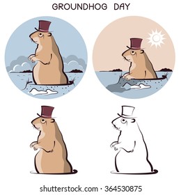 Groundhog day animal. Vector symbol of marmot on white for design