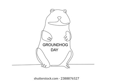 A Groundhog Day celebration concept. Groundhog day one-line drawing