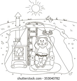 Groundhog Day. Coloring Book. Sunny.