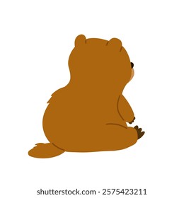 Groundhog Day. Cute Marmot. Groundhog. Spring is on the way! Marmot . Vector illustration, banner design with funny character isolated on white background. Flat design.