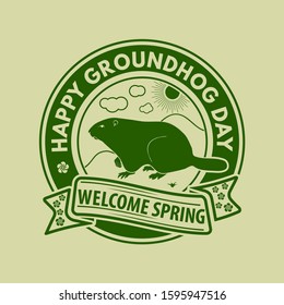 Groundhog Day design template for greeting cards and poster. Vector illustration.