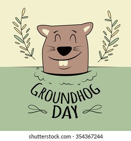 Groundhog day, february 2, cute vintage card