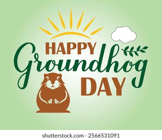 
Groundhog Day. February 2. Holiday poster, banner, card, placard, background. Vector illustration.