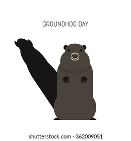 Groundhog Day February 2nd vector illustration with cute groundhog