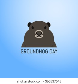 Groundhog Day February 2nd vector illustration with cute groundhog