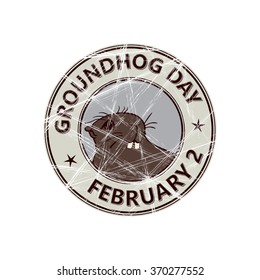 Groundhog day grunge rubber stamp on white background