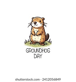 Groundhog day holiday February happy winter poster 