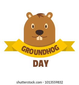 Groundhog day icon. Flat illustration of groundhog day vector icon for web