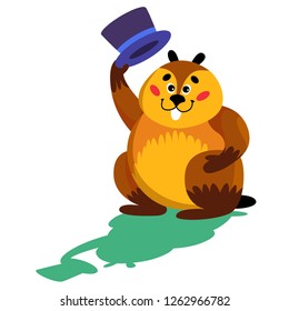 Groundhog day illustration on white isolated background