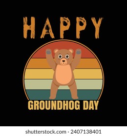 groundhog day illustrations with patches for t-shirts and other uses