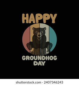 groundhog day illustrations with patches for t-shirts and other uses