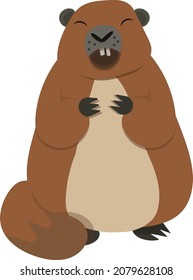 groundhog day 
marmot on white background