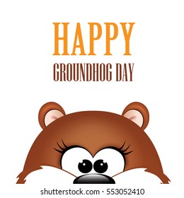 Groundhog day. Marmot on white background.