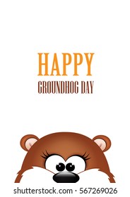 Groundhog day. Marmot on white background.