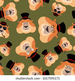 Groundhog day patern. Groundhog in hat. Woodchuck background. Ornament face Marmot. Vector illustration