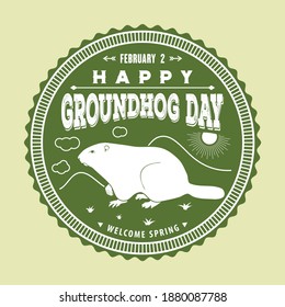 Groundhog Day Postcard. Welcome spring design template. Vector illustration.