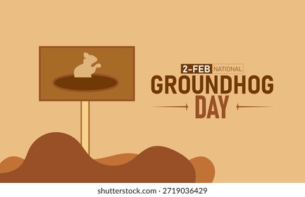 Groundhog Day Poster Banner and Background Design Template Com Punxsutawney Phil Groundhog Shadow Previsão do tempo Ilustração para fevereiro 2 primavera Previsão Tema de celebração