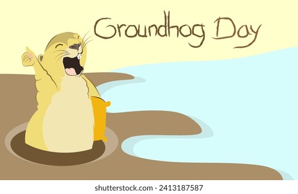 Groundhog day poster cute style. Groundhog day celebration in poster and wallpaper.