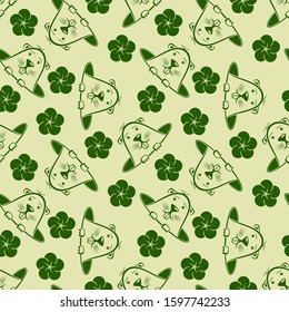 Groundhog Day. Seamless pattern with cute groundhogs and spring flowers. Vector illustration.