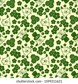 Groundhog Day. Seamless pattern with spring flowers and cute groundhogs. Vector illustration.