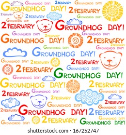 Groundhog Day. Seamless pattern. Vector Illustration 