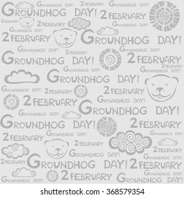 Groundhog Day. Seamless pattern. Vector Illustration 