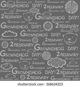 Groundhog Day. Seamless pattern. Vector Illustration 