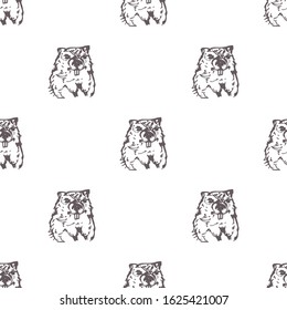 Groundhog Day seamless patterns with hand drawn marmot. Suitable for packaging, wrappers, fabric design