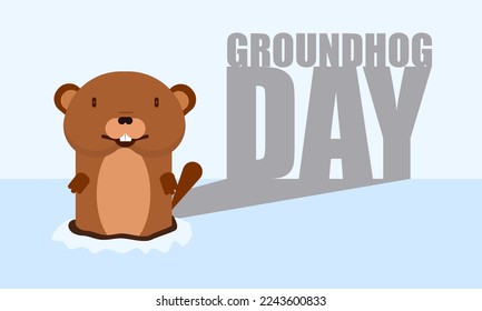 Groundhog day shadow typography, vector art illustration.