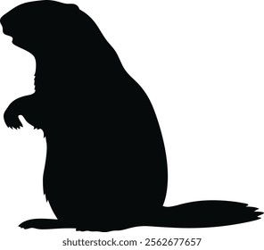 Groundhog Day. Silhouette of a Groundhog