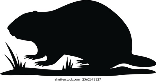 Groundhog Day. Silhouette of a Groundhog in a Natural Setting