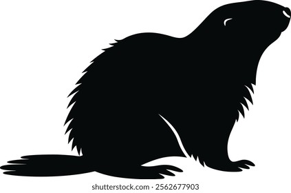 Groundhog Day. Silhouette of a Groundhog in a Simple Design