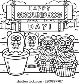 Groundhog Day Treats Coloring Page for Kids